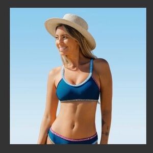 Cupshe Stitching Trim Scoop Neck Bikini Top Swimsuit